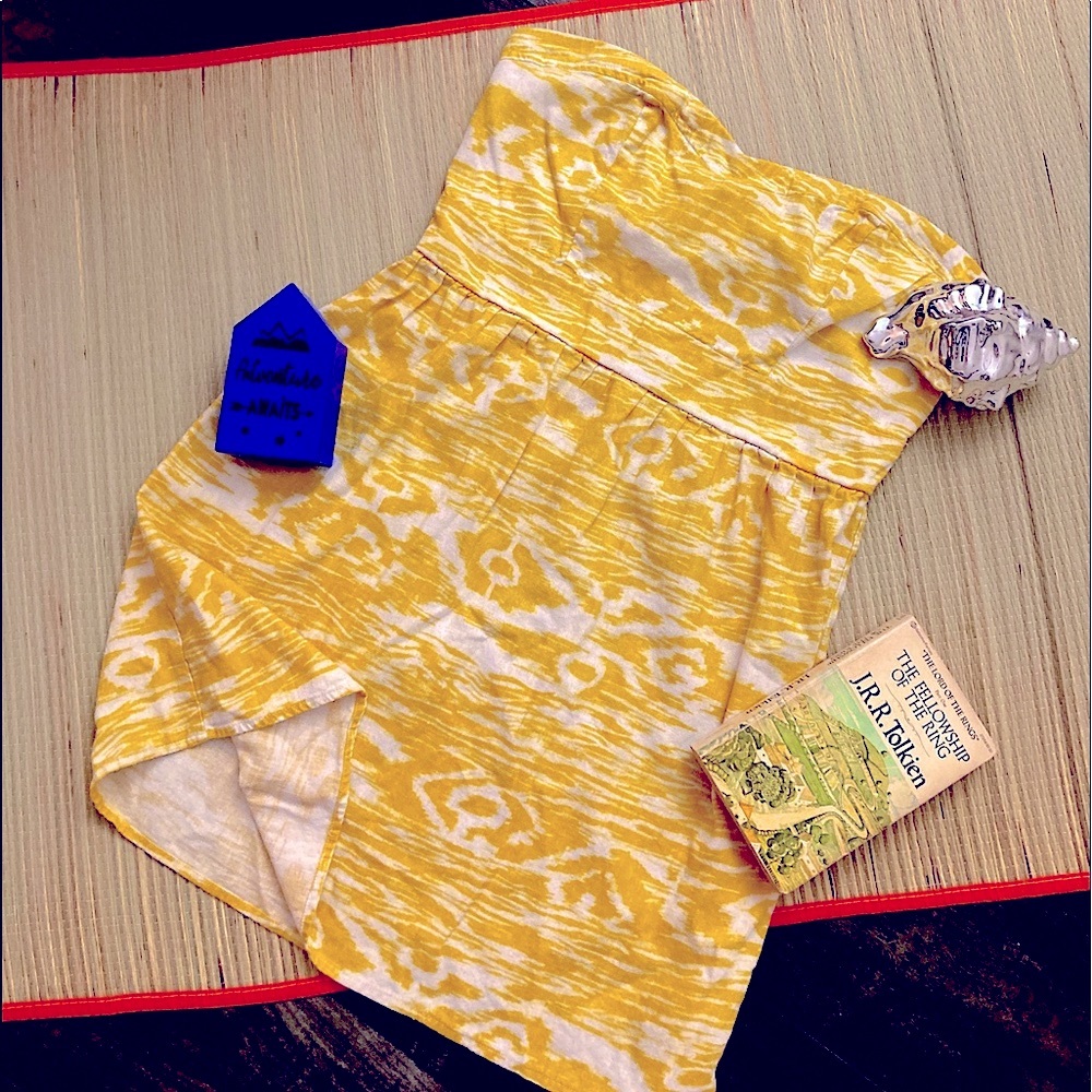 🌴 Strapless Linen Dress Tropical Large